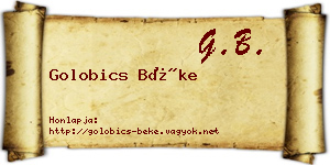 Golobics Béke névjegykártya
